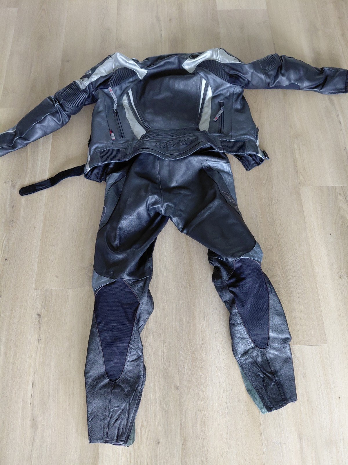 Leren motorpak (jas en broek) - Maat 48, Ophalen, Long Men Evolution, Tweedehands, Heren
