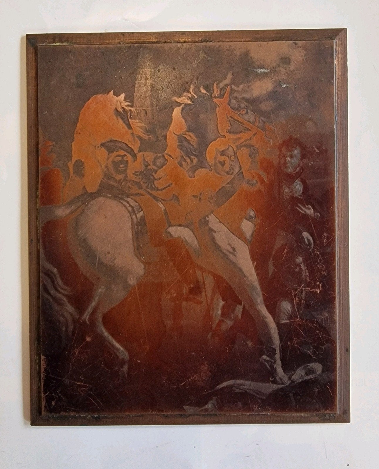 Antieke koperen drukplaat - Militaire/Napoleontische Scène, Antiek en Kunst, Kunst | Etsen en Gravures, 10 cm, 1800 - 1899, Overige technieken