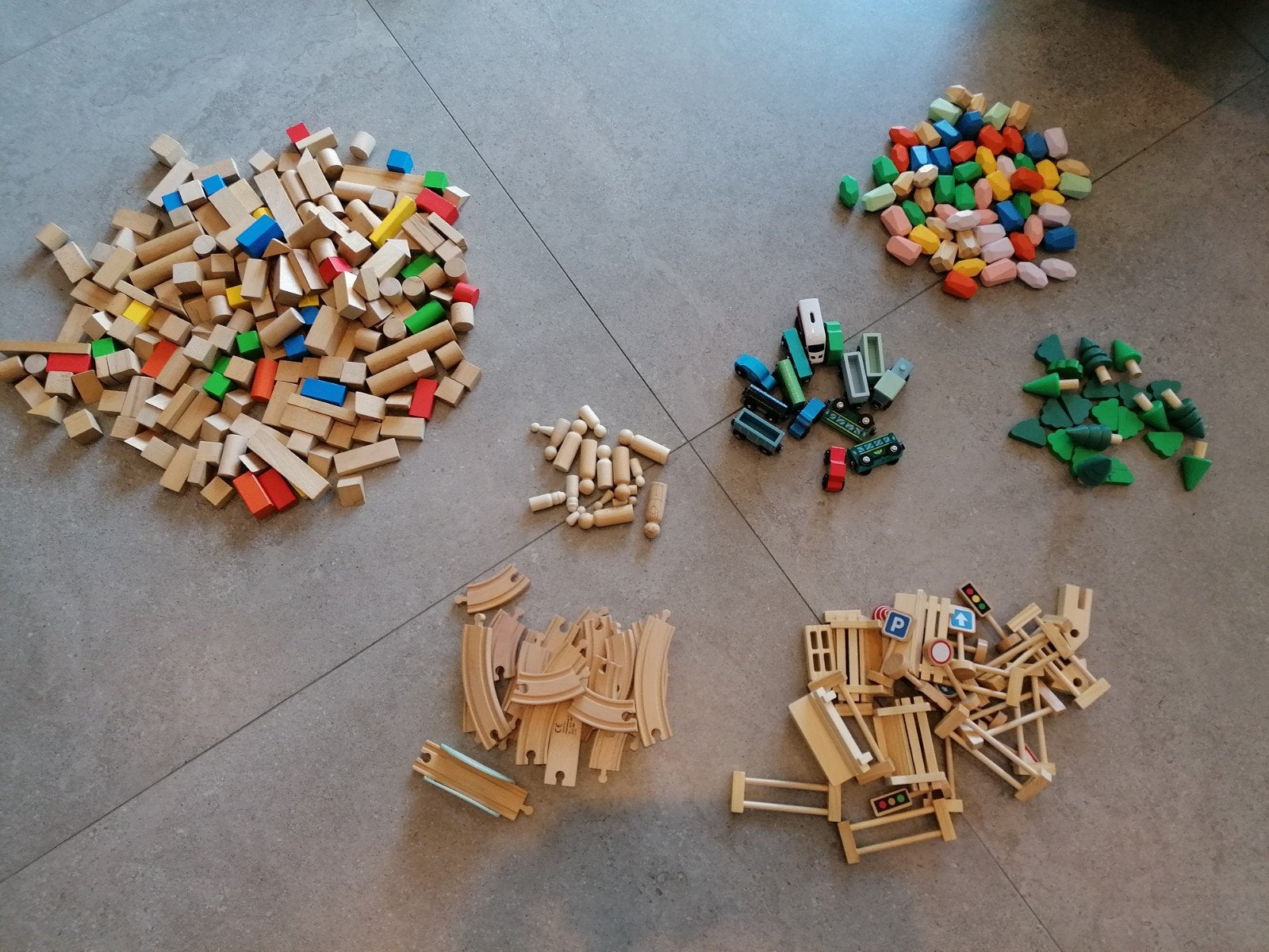 Grote set houten speelgoed: blokken, stapelstenen, Ophalen of Verzenden, Zo goed als nieuw