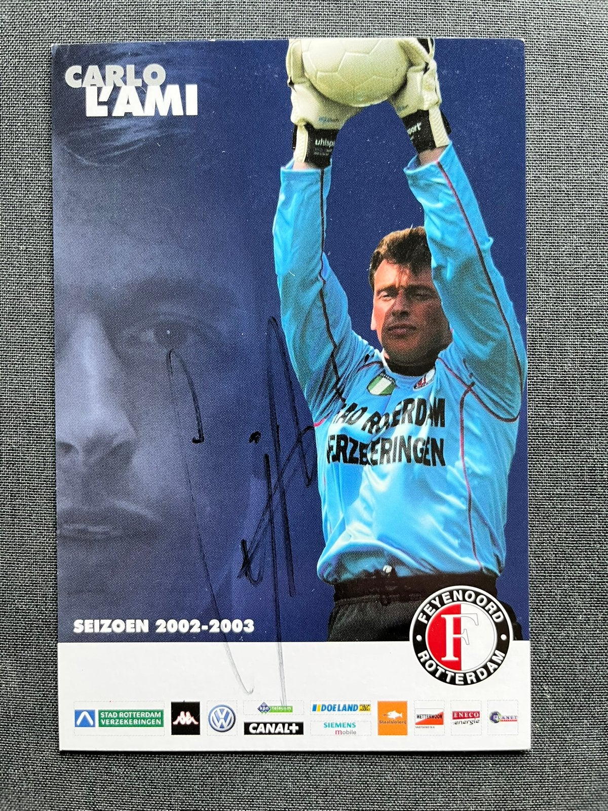 Feyenoord spelerskaart L’Ami met handtekening, Ophalen of Verzenden, Zo goed als nieuw, Feyenoord, Spelerskaart