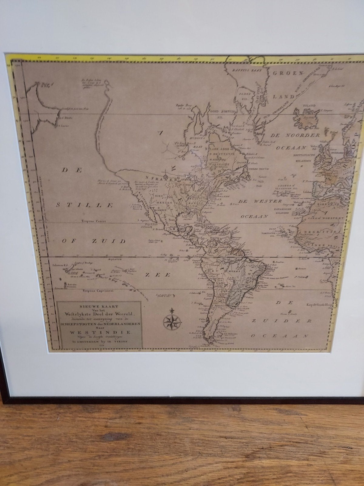 Kaart van west Indie achter glas., Ophalen, Zo goed als nieuw, 1800 tot 2000, Landkaart