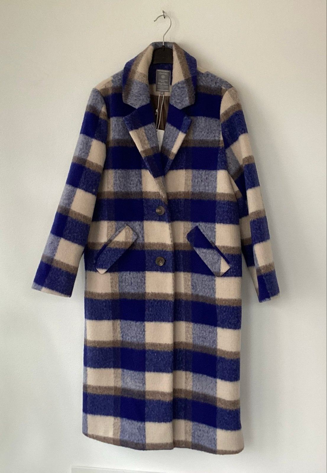 Nieuwe Geisha geruite jas - Blauw, beige, bruin,mt S, Kleding | Dames, Ophalen of Verzenden, Nieuw, Maat 36 (S), Blauw
