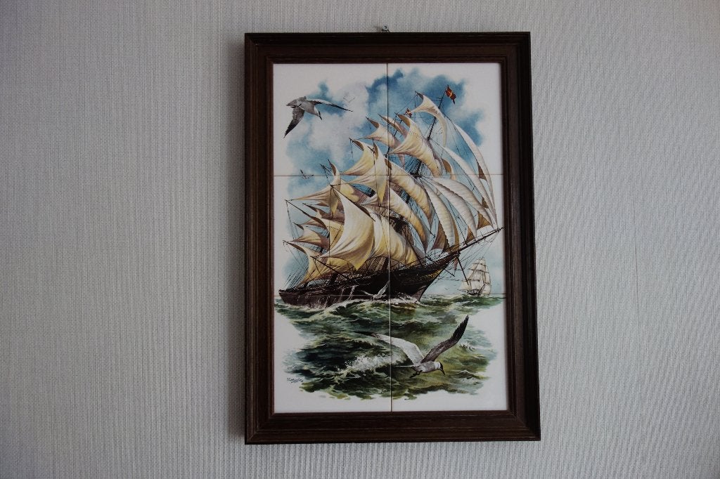 Tegelplateau met zeilboot, Antiek en Kunst, Ophalen of Verzenden