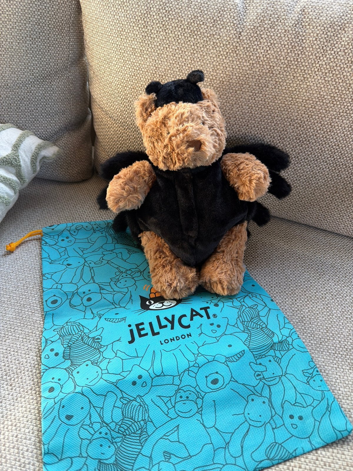 Jellycat Bartholomew Spin Bear knuffel met zakje, Jellycat, Beer, Nieuw, Ophalen of Verzenden