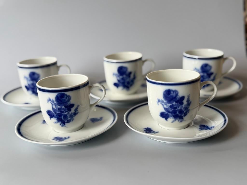5x Mosa Maastricht Douwe Egberts Blauwe Rozen kop en schotel, Ophalen of Verzenden