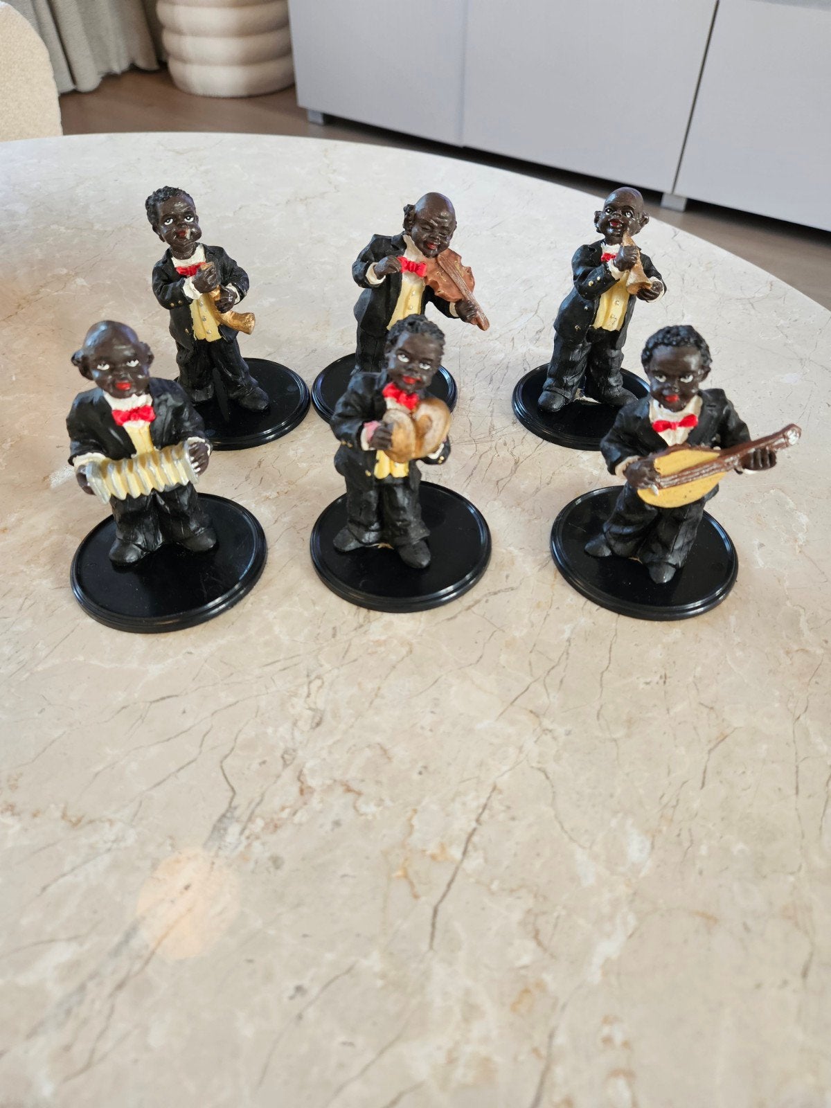 Set van 6 vintage beeldjes van jazz muzikanten, Ophalen of Verzenden, Gebruikt