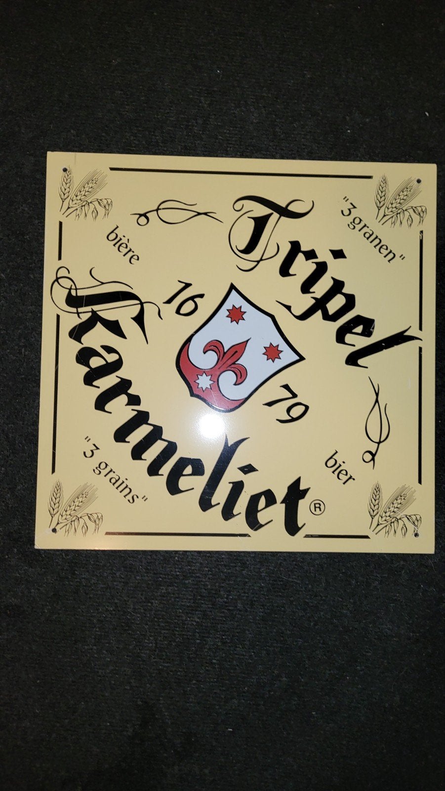 Tripel Karmeliet origineel Reclamebord - 40x40 cm, Ophalen of Verzenden, Zo goed als nieuw, Reclamebord