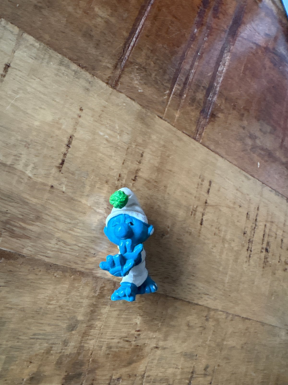 Slaap Smurf Figuur - Vintage Smurfen Collectie, Ophalen of Verzenden, Gebruikt, Luilaksmurf, Poppetje, Figuurtje of Knuffel