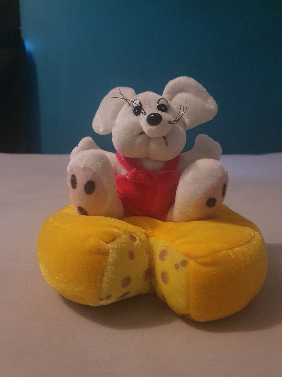 Schattig klein ratje op een kaas knuffel, Ophalen, Muis, Gebruikt, Klein (minder dan 20 cm)