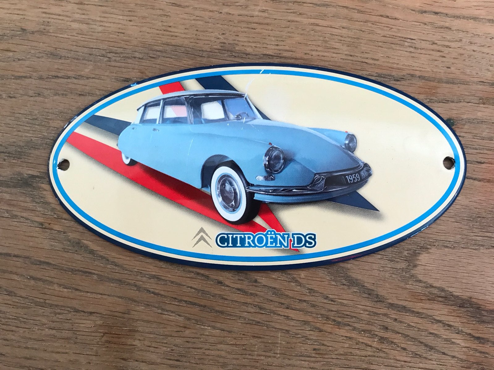 Citroën DS emaille reclamebordje, Ophalen of Verzenden, Gebruikt, Reclamebord