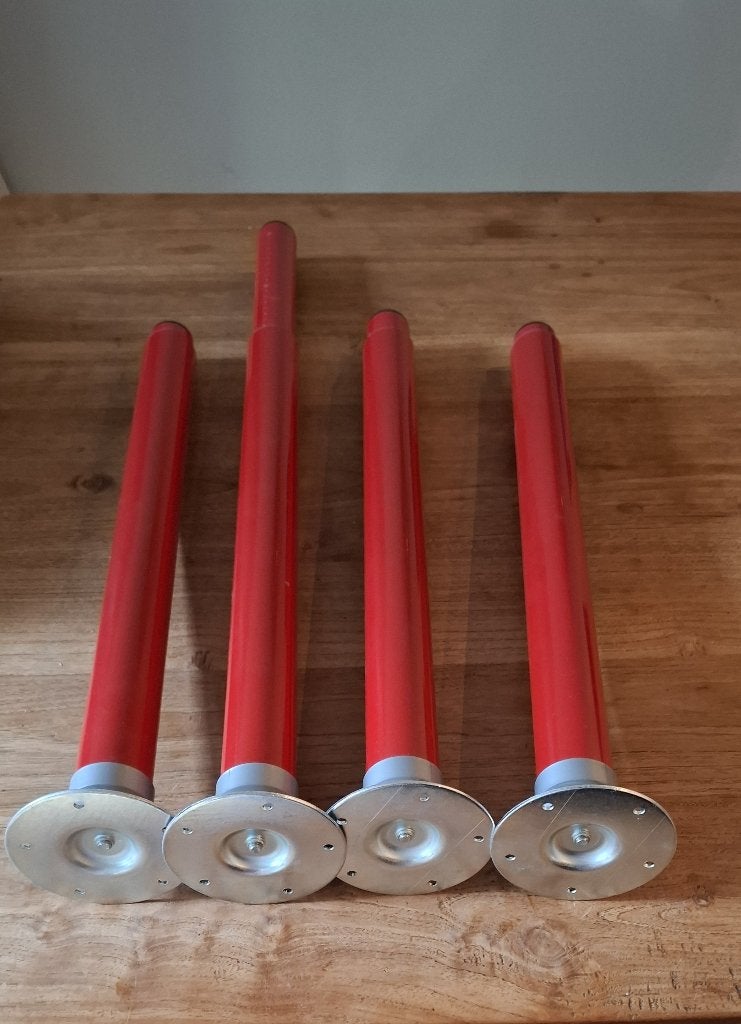 Tafelpoten verstelbaar, rood, Ophalen, Tafelpoot, 50 tot 100 cm, Rond