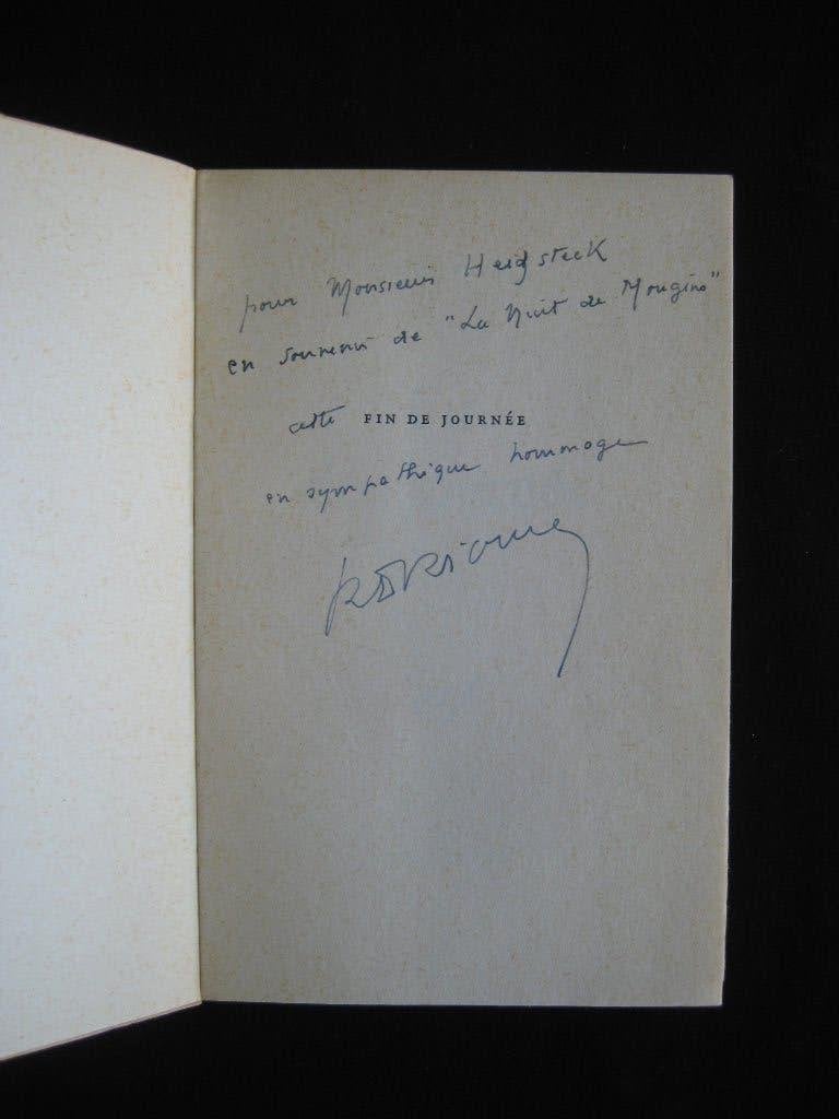 Roger Vrigny, Fin de Journee. Gesigneerd, Ophalen of Verzenden, Gelezen