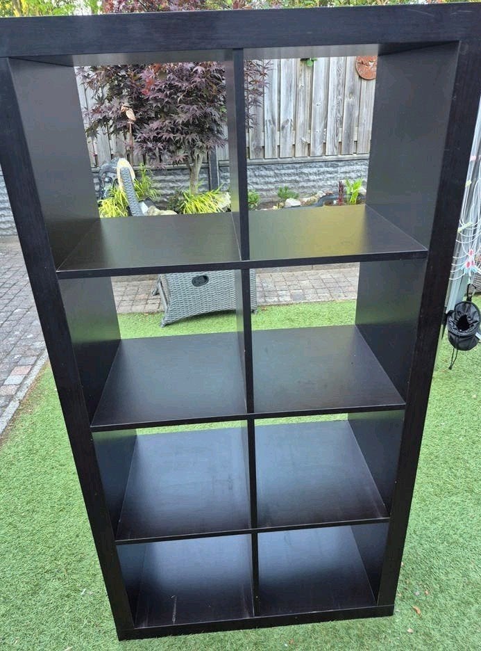 Ikea Kallax vakkenkast 8 vakken zwart, Ophalen, Met plank(en), Gebruikt, 100 tot 150 cm