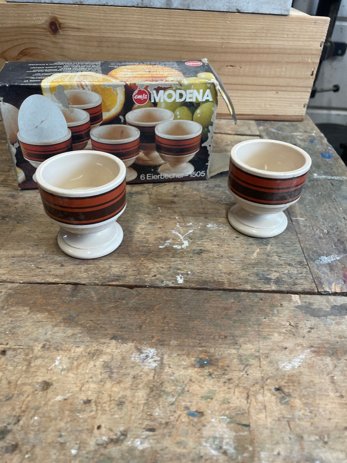 Vintage Emsa Modena eierdopjes set - 6 stuks, Ophalen, Kunststof, Meerkleurig, Overige merken