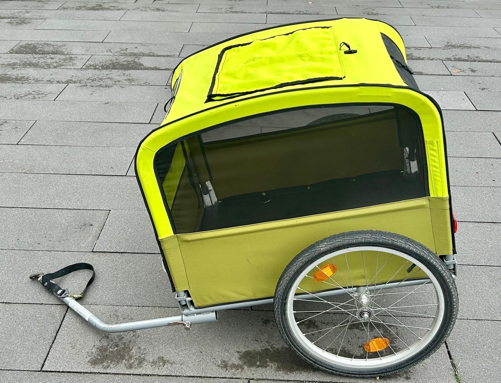 Blue Bird Fiets-/Hondenkar - Lichtgroen/Olijfgroen, Ophalen, Opvouwbaar, 20 tot 40 kg, Zo goed als nieuw