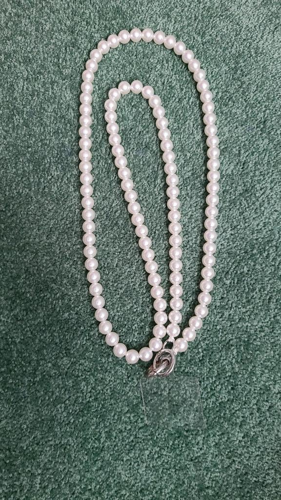 Parelketting met telefoonkoord - Elegant en praktisch, Ophalen of Verzenden, Nieuw, Wit, Overige materialen