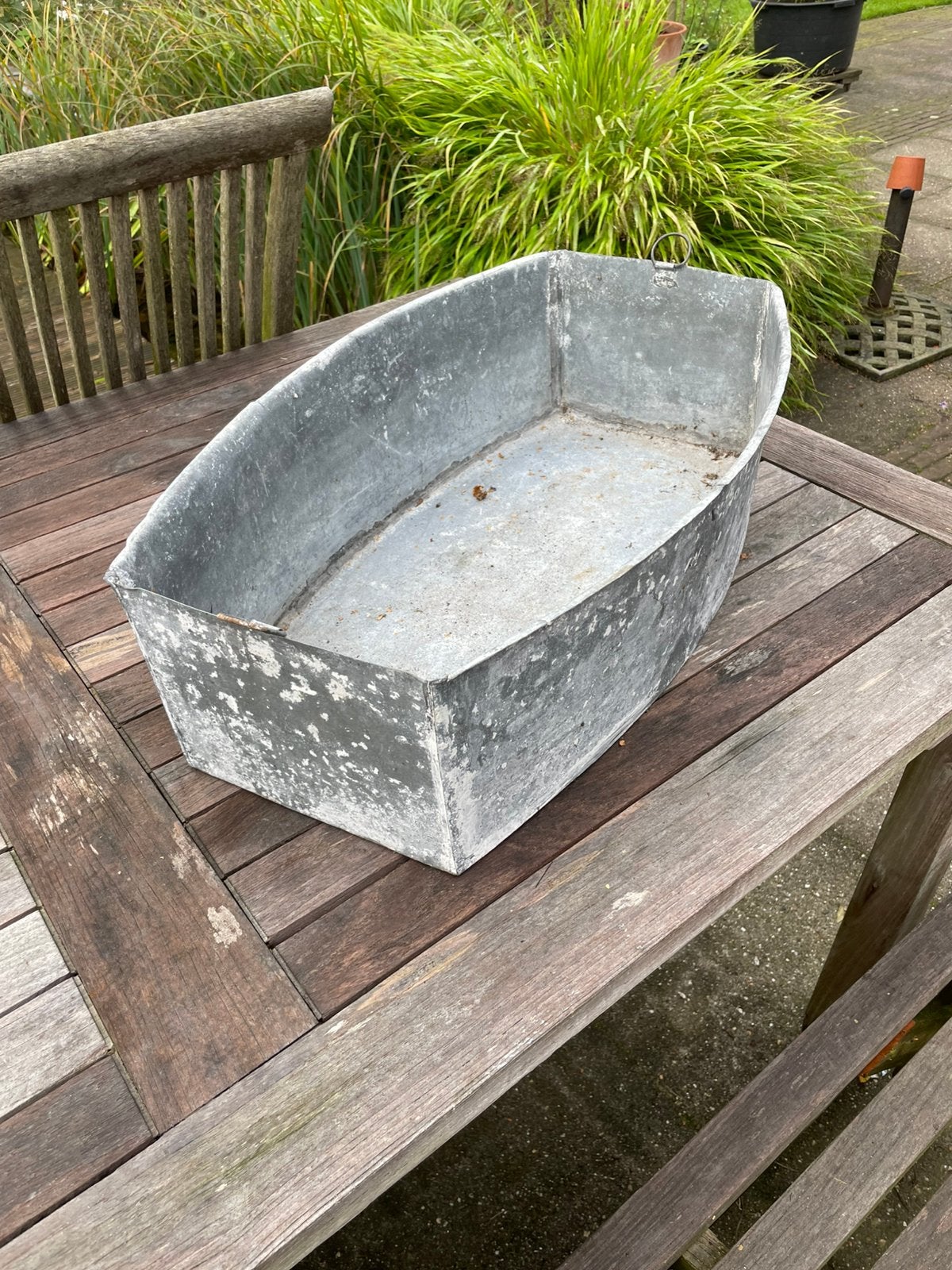 Oude zinken bak, Gebruikt, Minder dan 30 cm, Rond, Ophalen of Verzenden