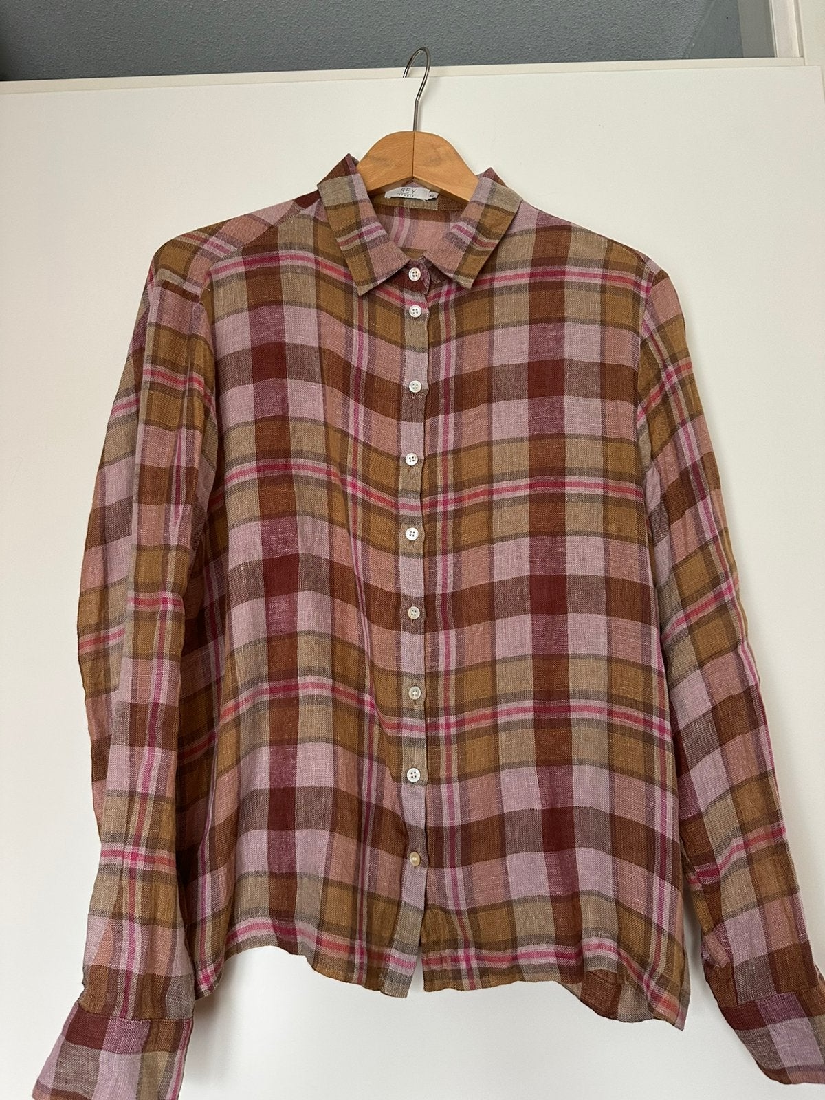 Purdey blouse mt 42 linen ruit, Ophalen of Verzenden, Nieuw, Maat 42/44 (L)