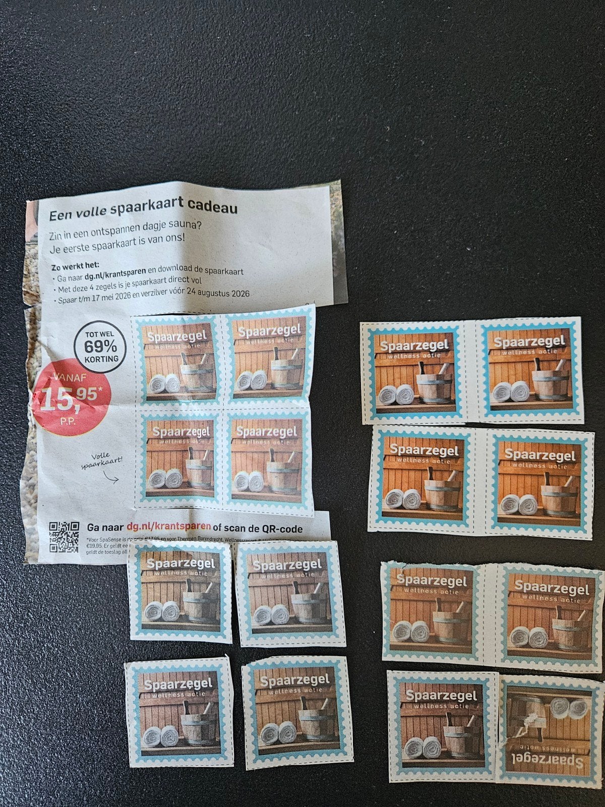 zegels voor sauna entree vanaf 15,95; 4 zegels is 1 kaart, Verzenden, Nieuw, Complete sauna