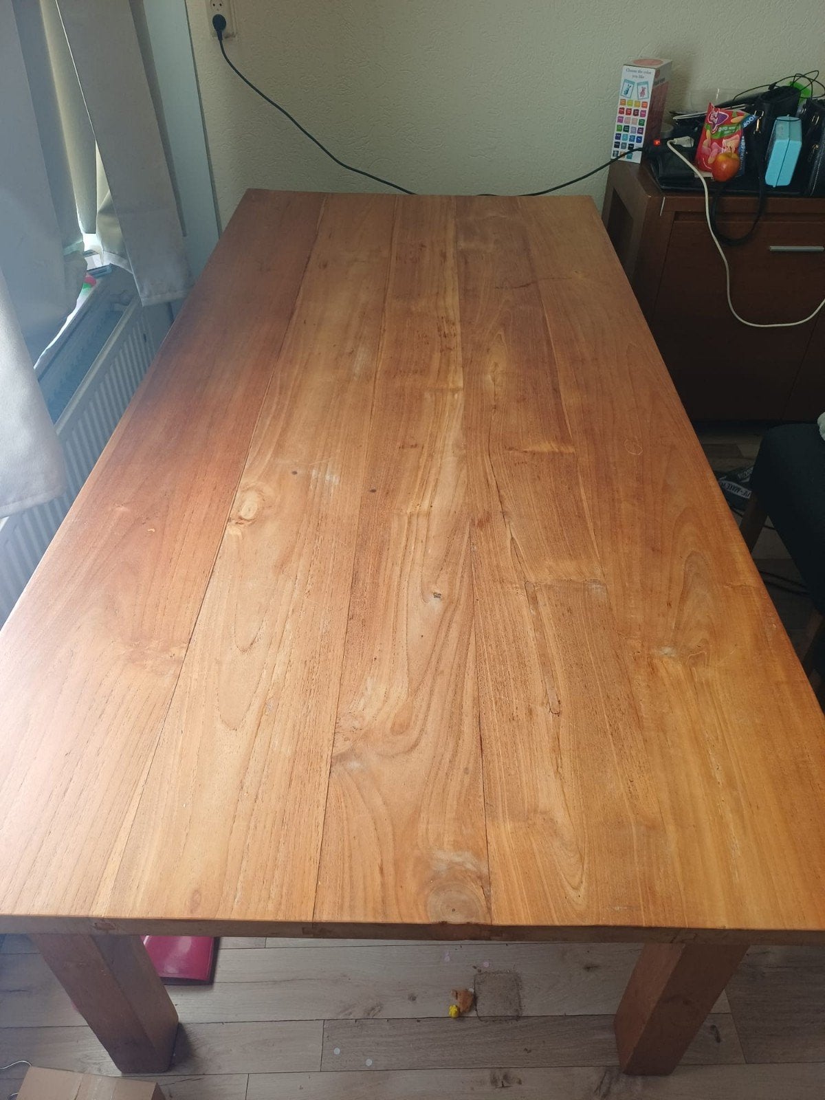 Mooie nette stevige eettafel, Ophalen, Eikenhout, 50 tot 100 cm, Zo goed als nieuw