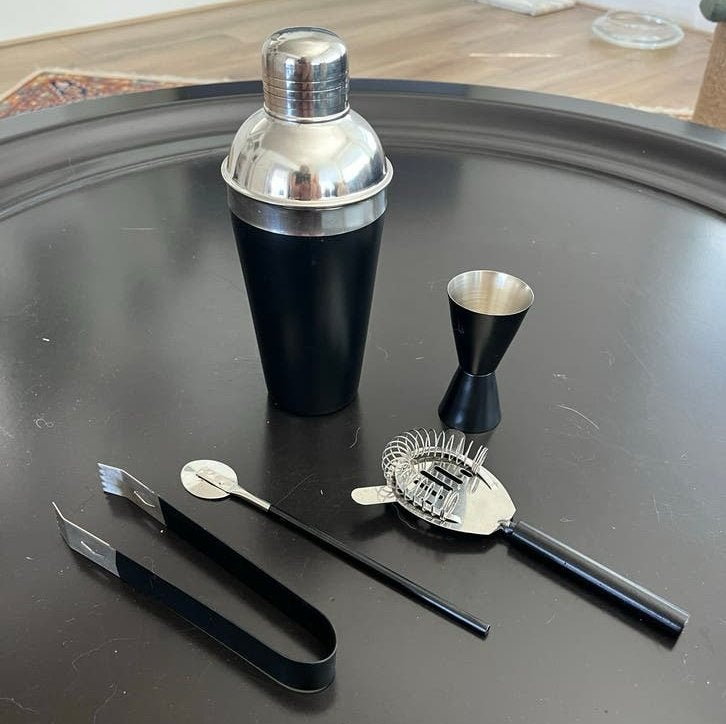 Cocktail Shaker Set - Zwart en RVS, Overige typen, Ophalen of Verzenden, Zo goed als nieuw, Zwart