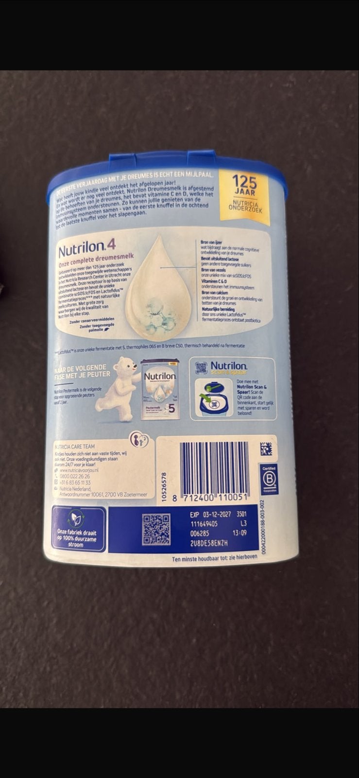 Nutrilon 4 Dreumesmelk Vanille 800g - Nieuw/Ongeopend, Ophalen, Nieuw, Overige typen, Nutrilon