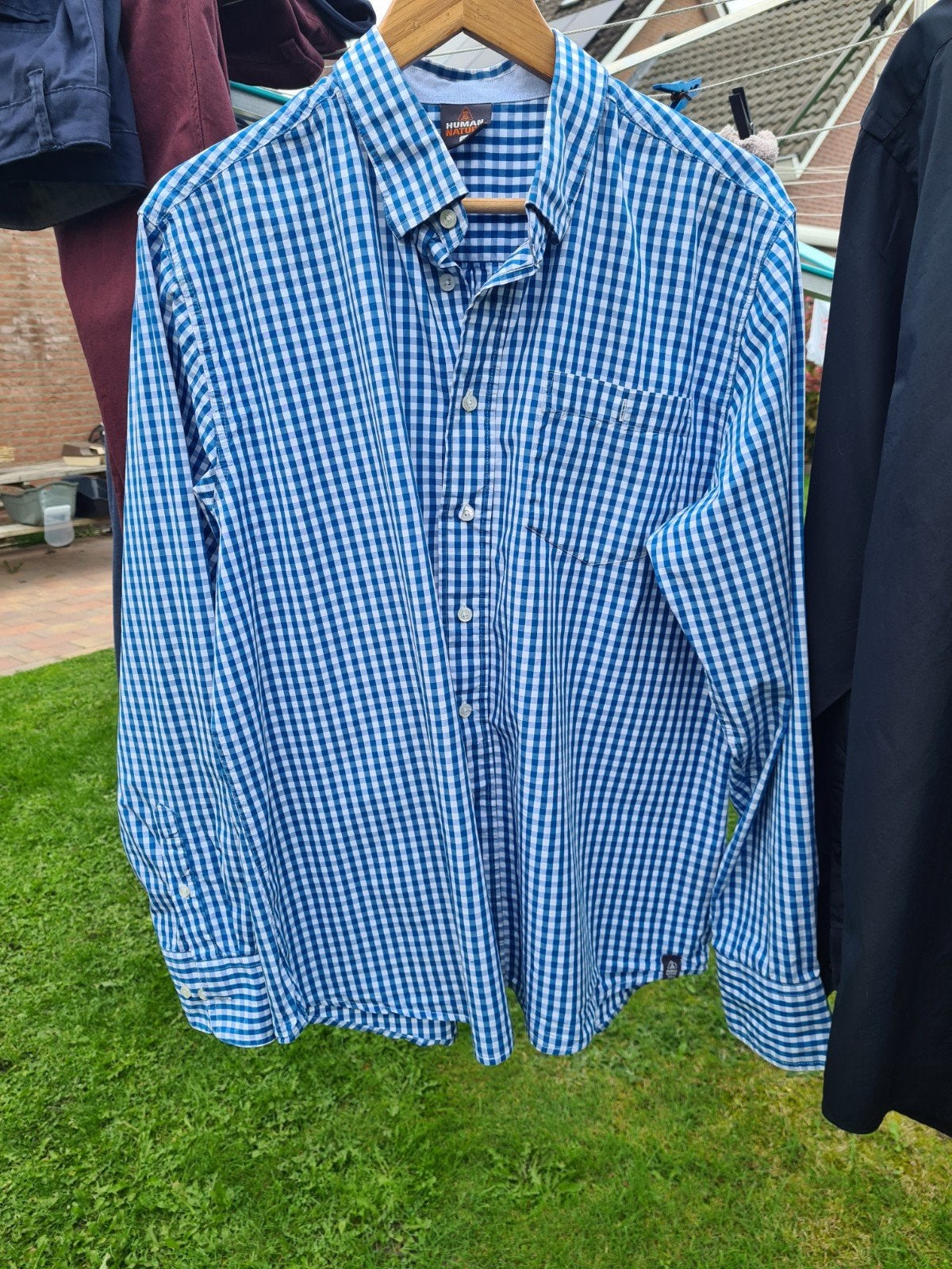 Mooi Human Nature overhemd XL lange mouw klein ruitje igs, Kleding | Heren, Zo goed als nieuw, Human Nature, Halswijdte 43/44 (XL)