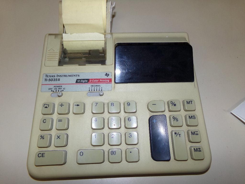 Bureau calculator TI-5035 II, Ophalen, Gebruikt