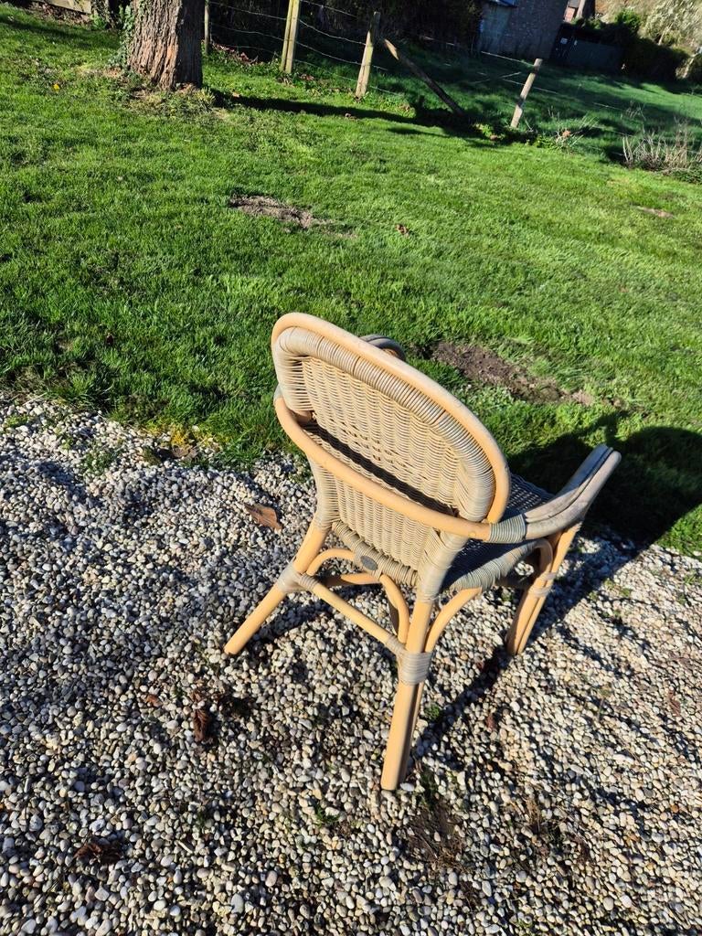 Rieten terrasstoel, Ophalen, Gebruikt, Rotan, Stapelbaar