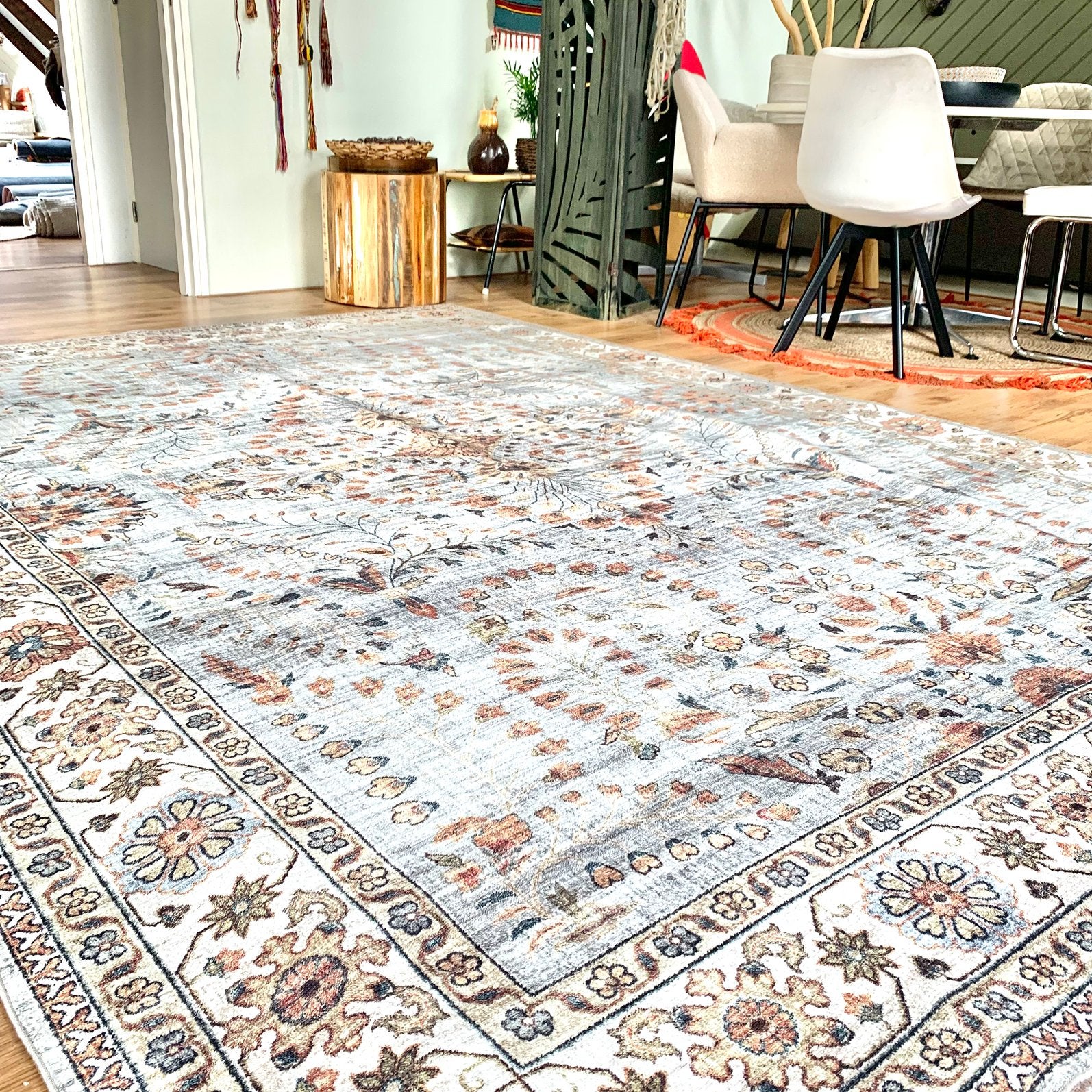 Vintage xxl - multi colors vloerkleed - fotoshoot, Huis en Inrichting, Ophalen, 200 cm of meer, Zo goed als nieuw, 200 cm of meer