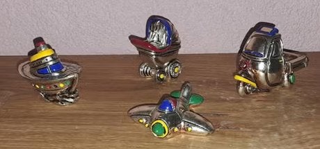 Set van 4 vintage miniatuur voertuigen., Ophalen of Verzenden, Gebruikt