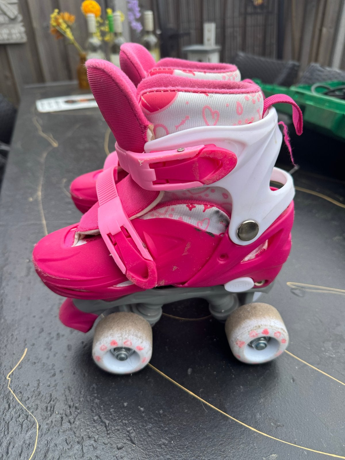 Verstelbare rolschaatsen maat 31-34, roze, Kinderen en Baby's, Speelgoed | Buiten | Rolschaatsen, Ophalen, Verstelbaar, Gebruikt