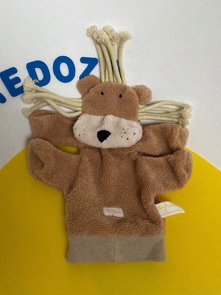K4461 Difrax handpop leeuw bruin, Kinderen en Baby's, Ophalen of Verzenden, Zo goed als nieuw, Overige typen