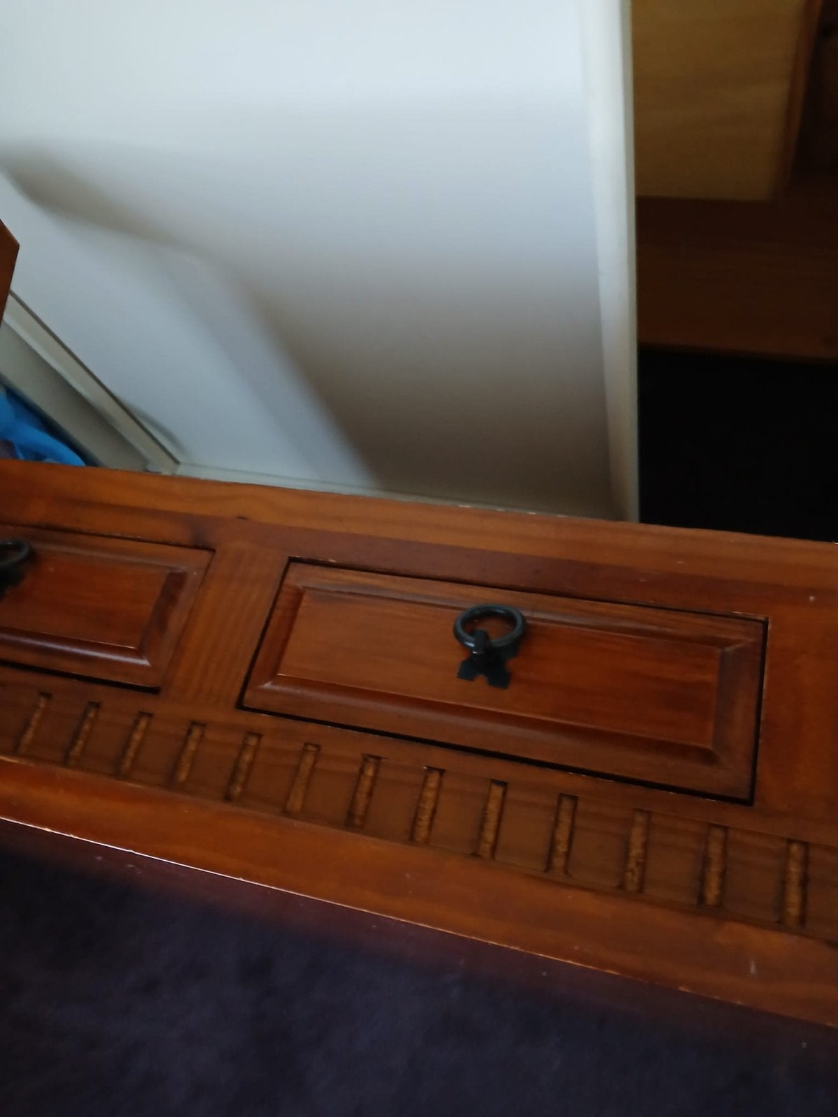 Houten salontafel met lades, Ophalen, Gebruikt, 100 tot 150 cm, 50 tot 100 cm