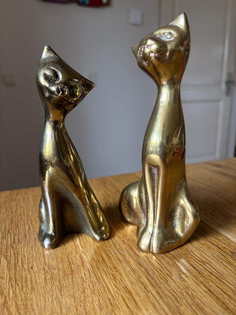 Vintage katten beeldjes messing, Antiek en Kunst, Ophalen of Verzenden