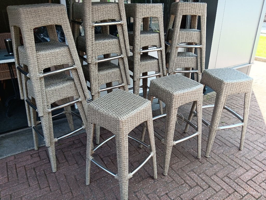 Outdoor barkrukken en horeca terrasstoelen, Tuin en Terras, Tuinstoelen, Ophalen, Zo goed als nieuw, Aluminium, Stapelbaar