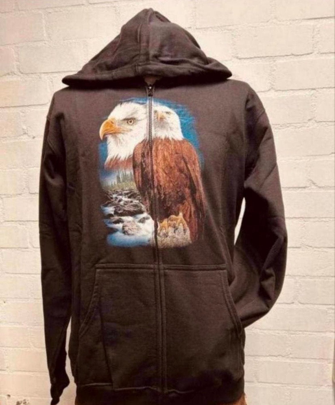 Stoere Hoodie met Rits en Adelaar Print - Dik Katoen, Ophalen of Verzenden, Nieuw