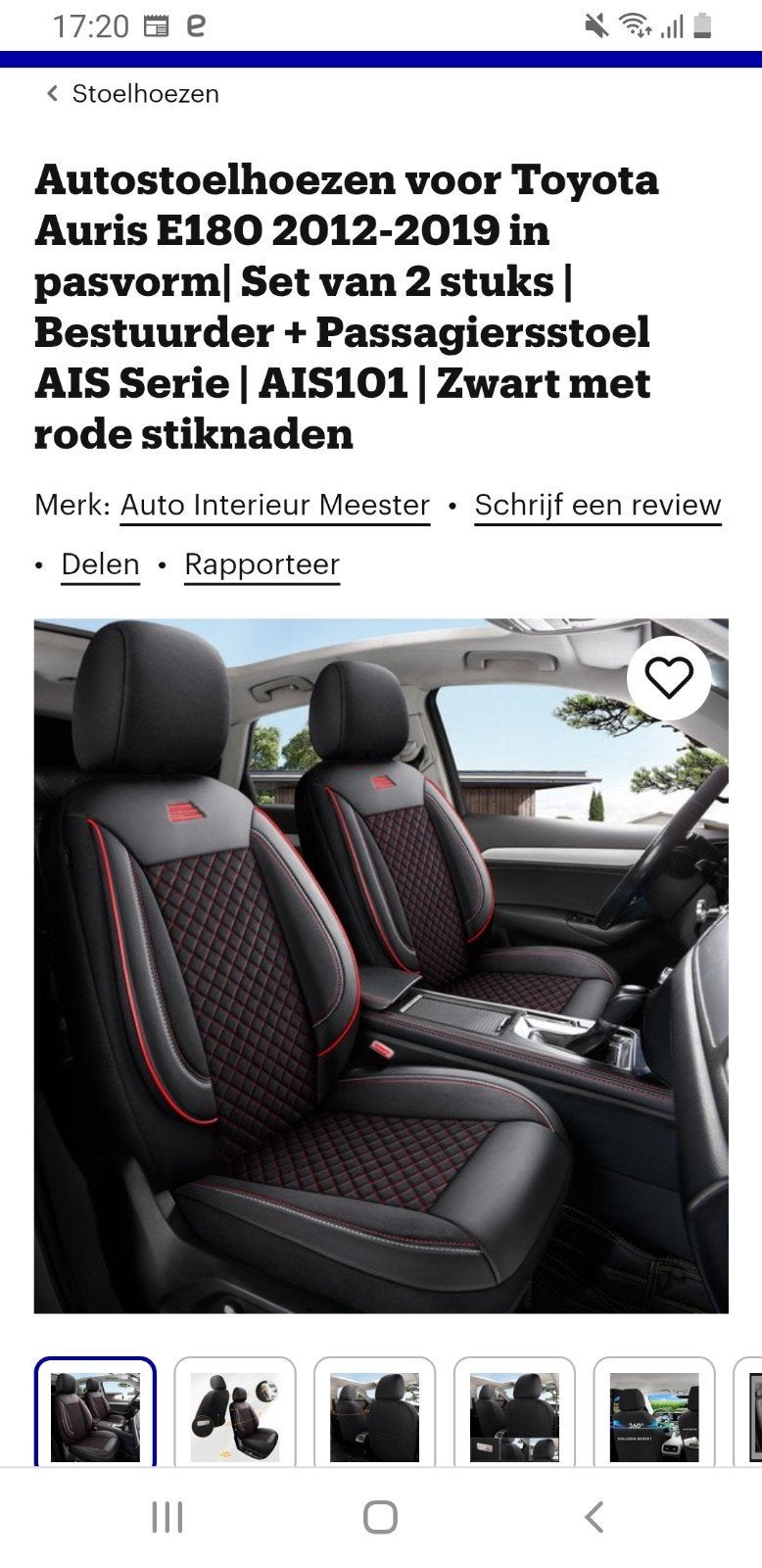 Autostoelhoezen Toyota Auris E180 2012-2019 Zwart Rood, Ophalen of Verzenden, Nieuw