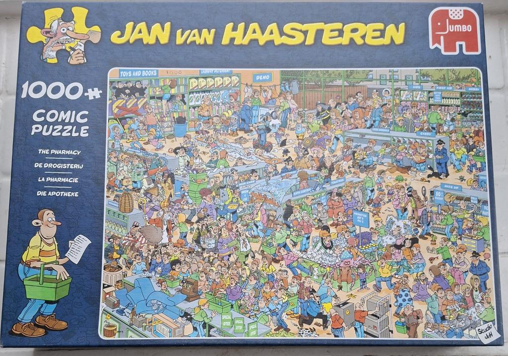 Jan van Haasteren, de Drogisterij, 1000 stukjes, compleet, Ophalen of Verzenden, 500 t/m 1500 stukjes, Gebruikt, Legpuzzel