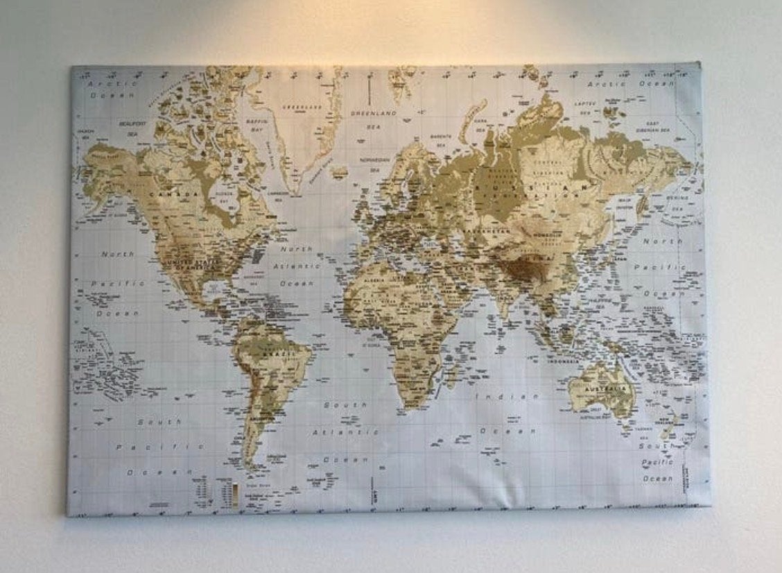 IKEA Wereldkaart Canvas op Aluminium Frame, Meerkleurig, Ophalen of Verzenden, Zo goed als nieuw, Modern