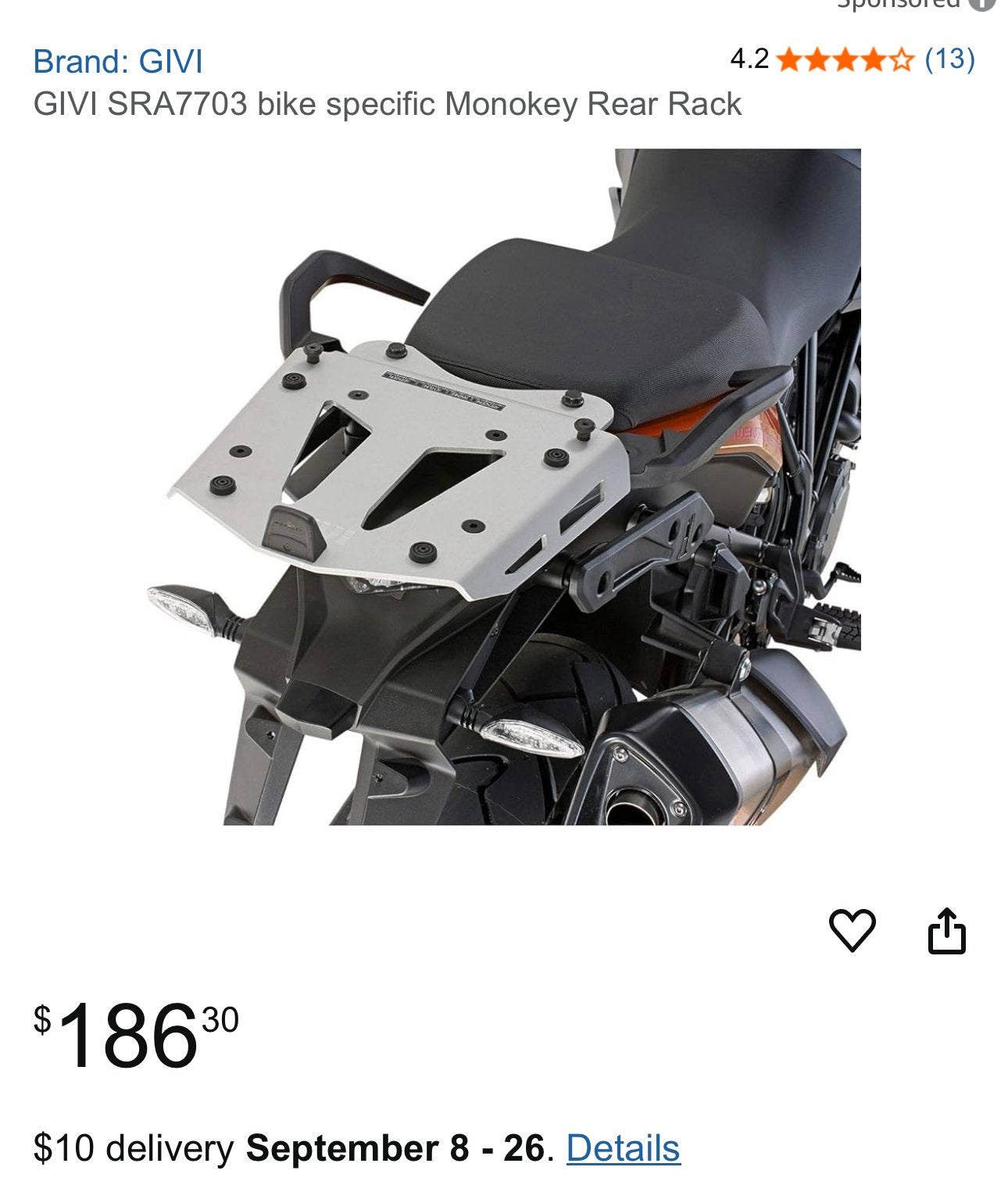 Givi Alumunium Topkofferrek Monokey Ktm adventure, Motoren, Ophalen of Verzenden, Gebruikt