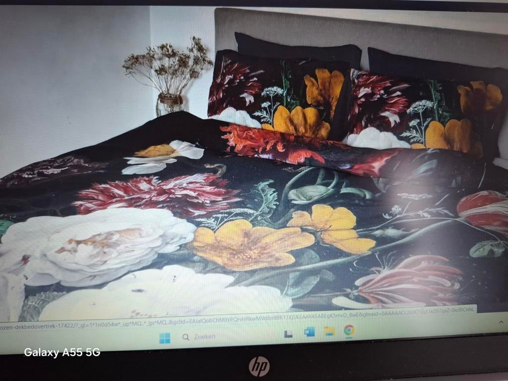 Dekbed hoes rozen 240 x 200 met dekbed en slopen, Ophalen of Verzenden, Tweepersoons, Wit, Deken of Dekbed