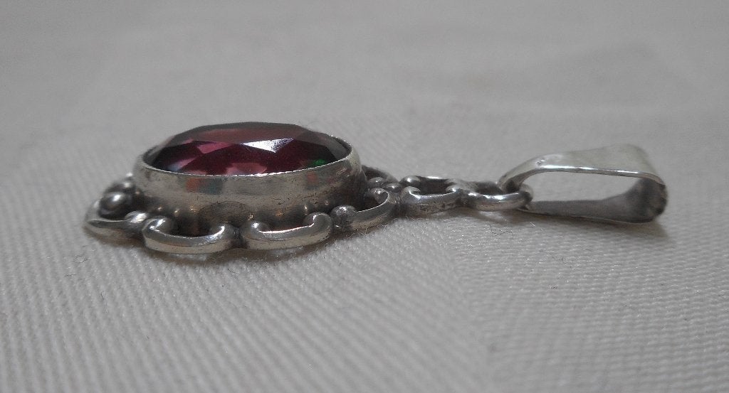 Zilveren antieke Art Nouveau hanger met mooie steen nr.219, Sieraden, Tassen en Uiterlijk, Antieke sieraden, Verzenden, Zilver