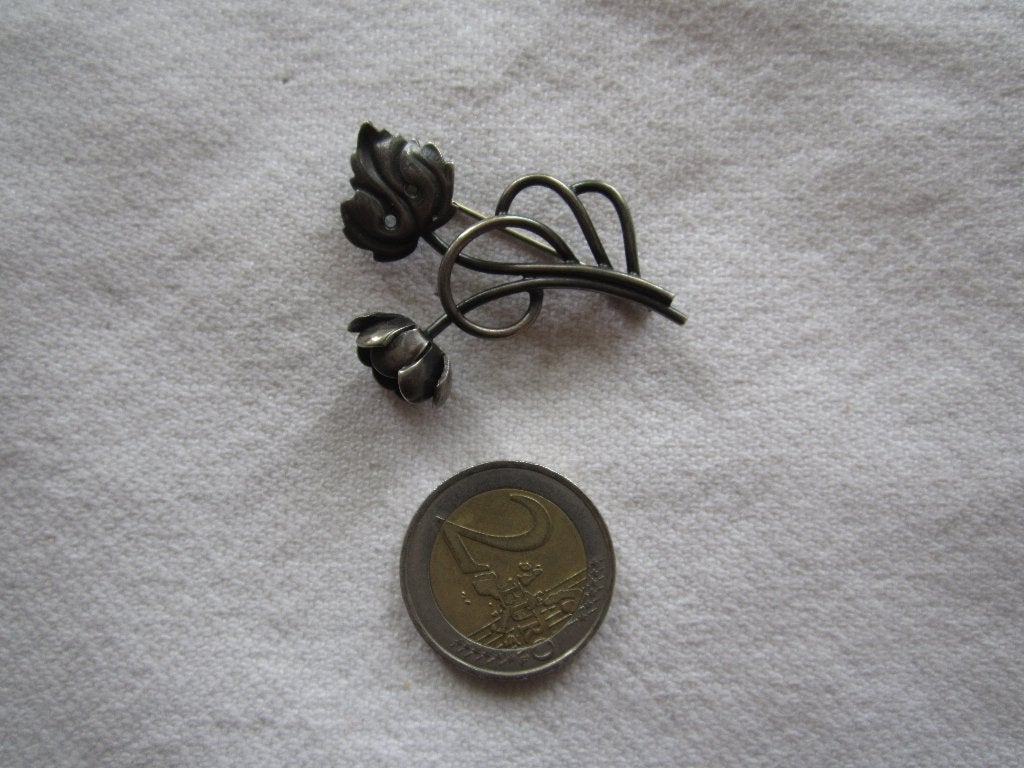 48.  Schitterene oude broche, zilver 800 + makers mark, Sieraden, Tassen en Uiterlijk, Antieke sieraden, Ophalen, Zilver, Broche