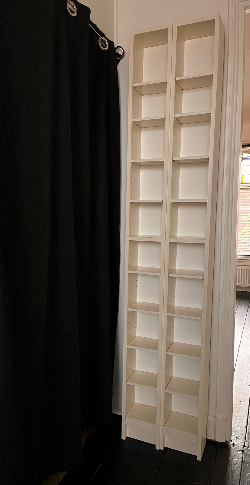 Twee smalle CD/DVD kasten (IKEA), Ophalen, 150 discs of meer, Zo goed als nieuw, Hout