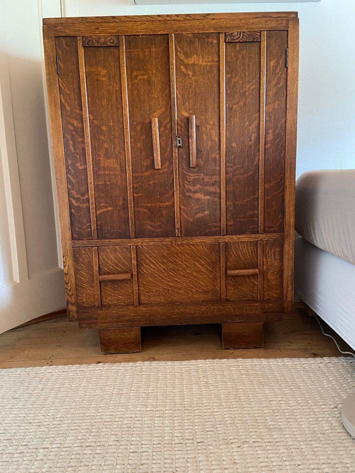 Art Deco kastje televisiemeubel, Ophalen, Eikenhout, Zo goed als nieuw, Minder dan 150 cm