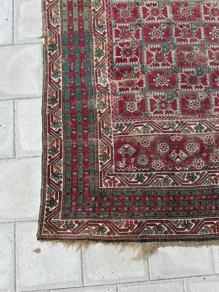 Antieke Turkse loper – 346  140 cm – geometrische elegantie, Gebruikt, 100 tot 150 cm, Wol, 200 cm of meer