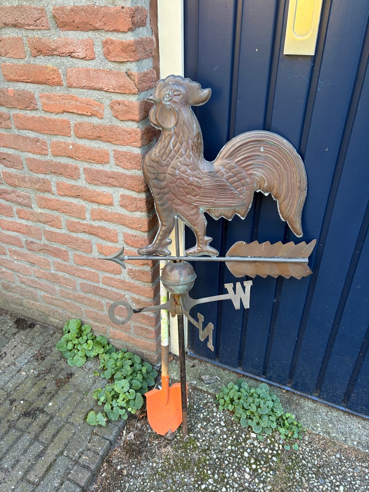 Antieke koperen windwijzer haan, Ophalen, Gebruikt
