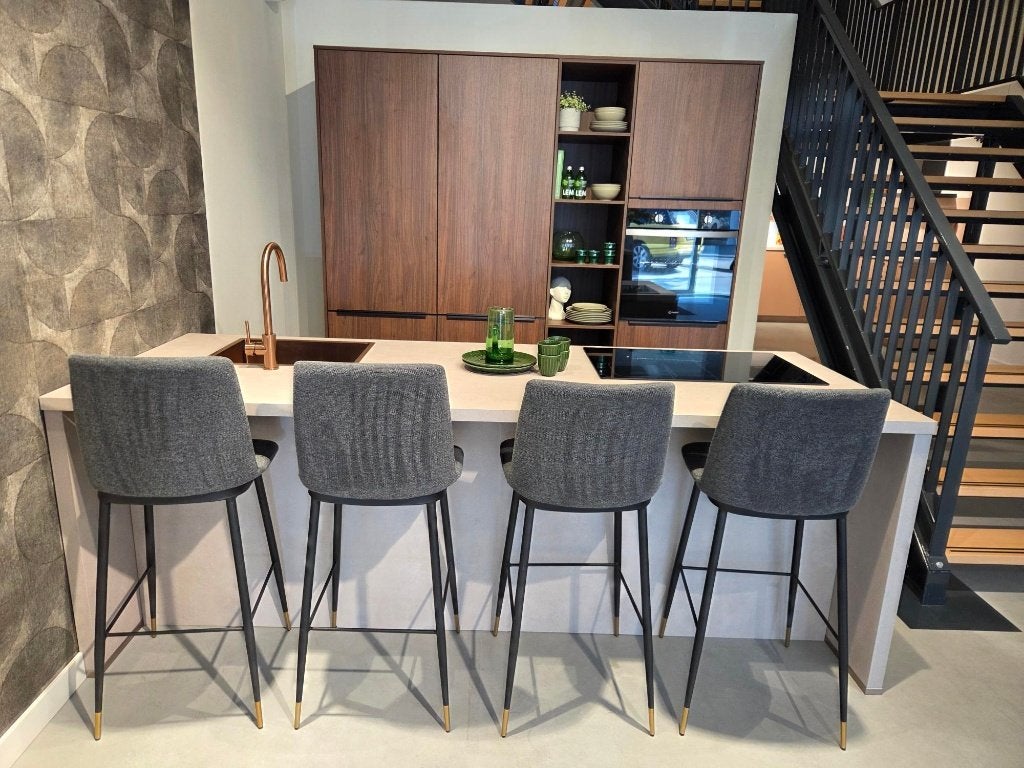 Showroom Eilandkeuken - Nobilia Noten en Beton zand, Ophalen, Gebruikt, Overige kleuren, Overige typen