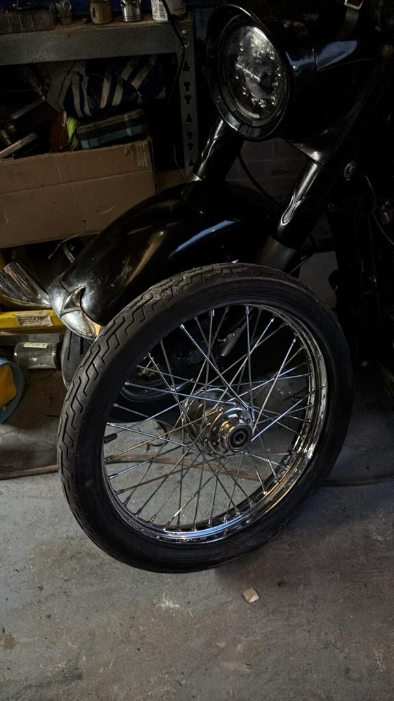 Shovelhead wide glide voorwiel met remschijf, Motoren, Ophalen, Nieuw